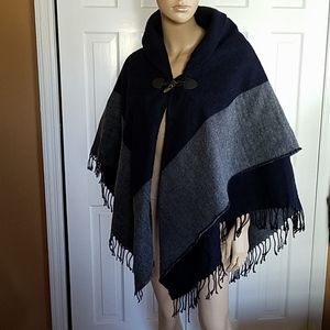 Ann Taylor Cape Navy and Gray w/ Toggle Clasp O/S